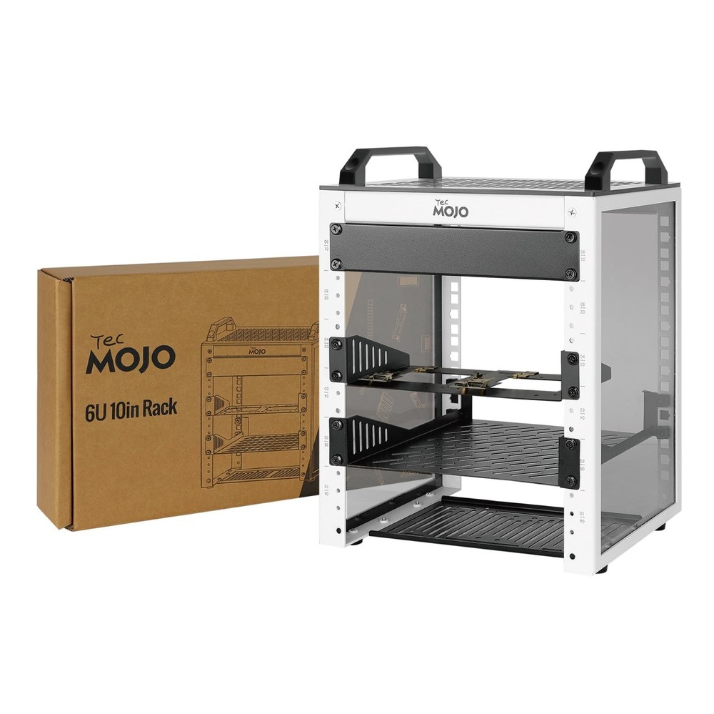 Tecmojo 6U Network Rack, 10 inch Mini Server Rack with 2 Side Translucent Panels