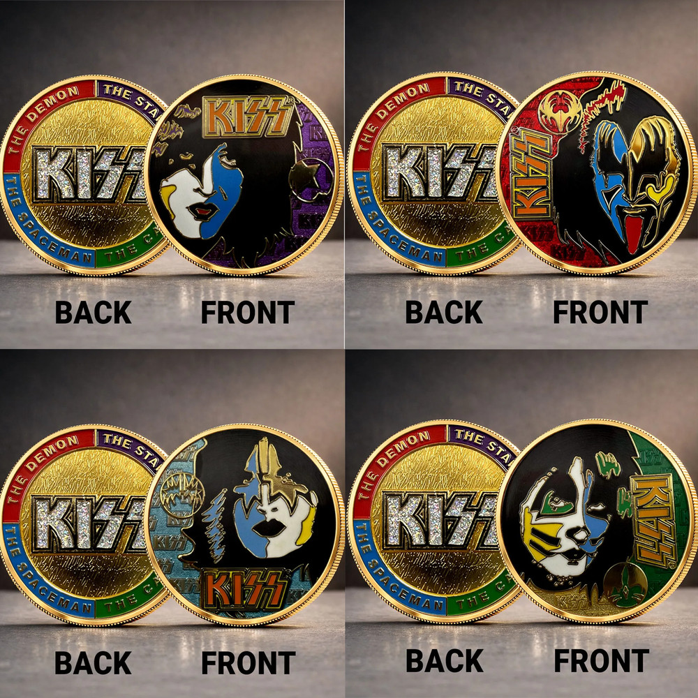 KISS Band Challenge Coin Set - The Demon Starchild Spaceman Catman Rock Medals