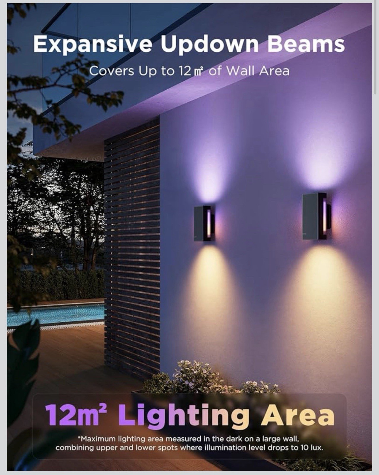 Govee Smart LED Outdoor UpDown Wall Light App Voice IP66 1200lm Multicolor