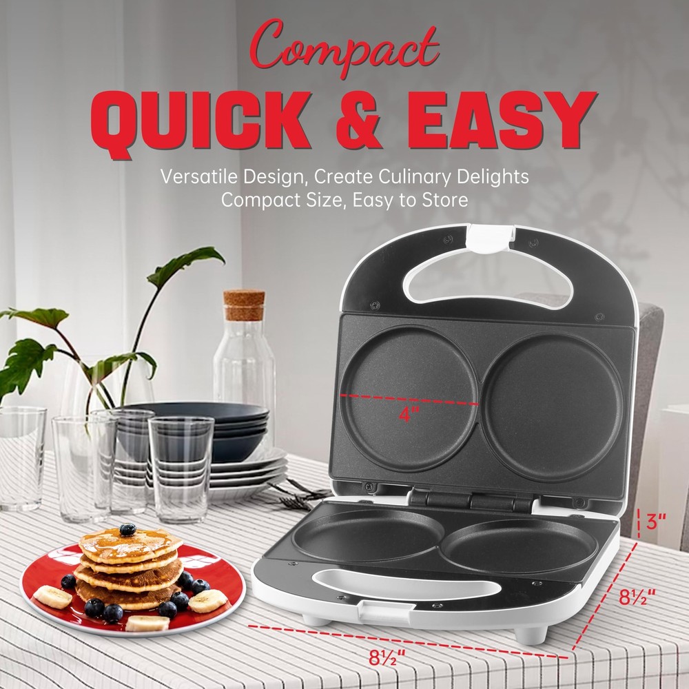 Double Mini Pancakes Maker Machine, Arepa Maker, Electric Pancake Maker Gridd...