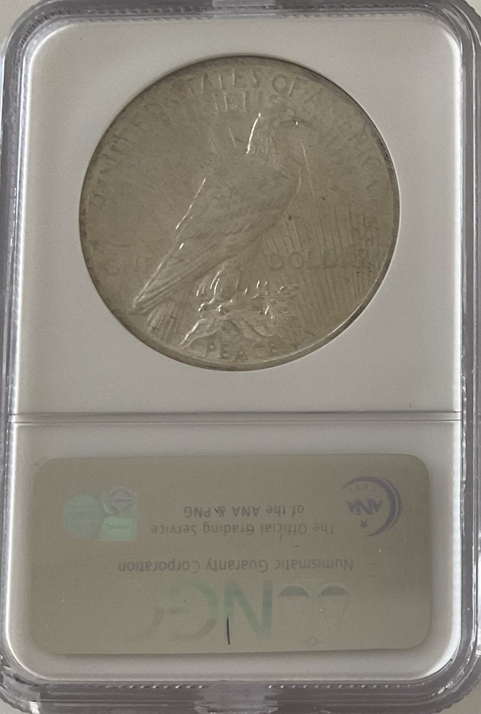NGC 1923 Peace Silver Dollar, Graded MS63