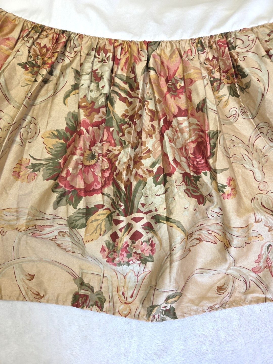 Ralph Lauren Guinevere Bedskirt Dust Ruffle 15” Drop Floral Cotton Sateen Full