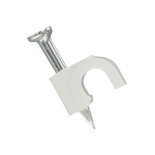 500 Cable Clips with Wire Nails, RG59, WHITE