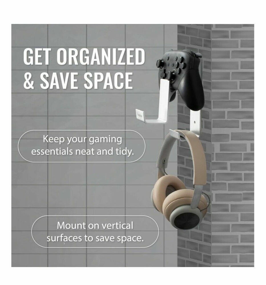 3Hook Multi-Purpose Wall Mount Bracket Holder Game Controller Headphones Headset