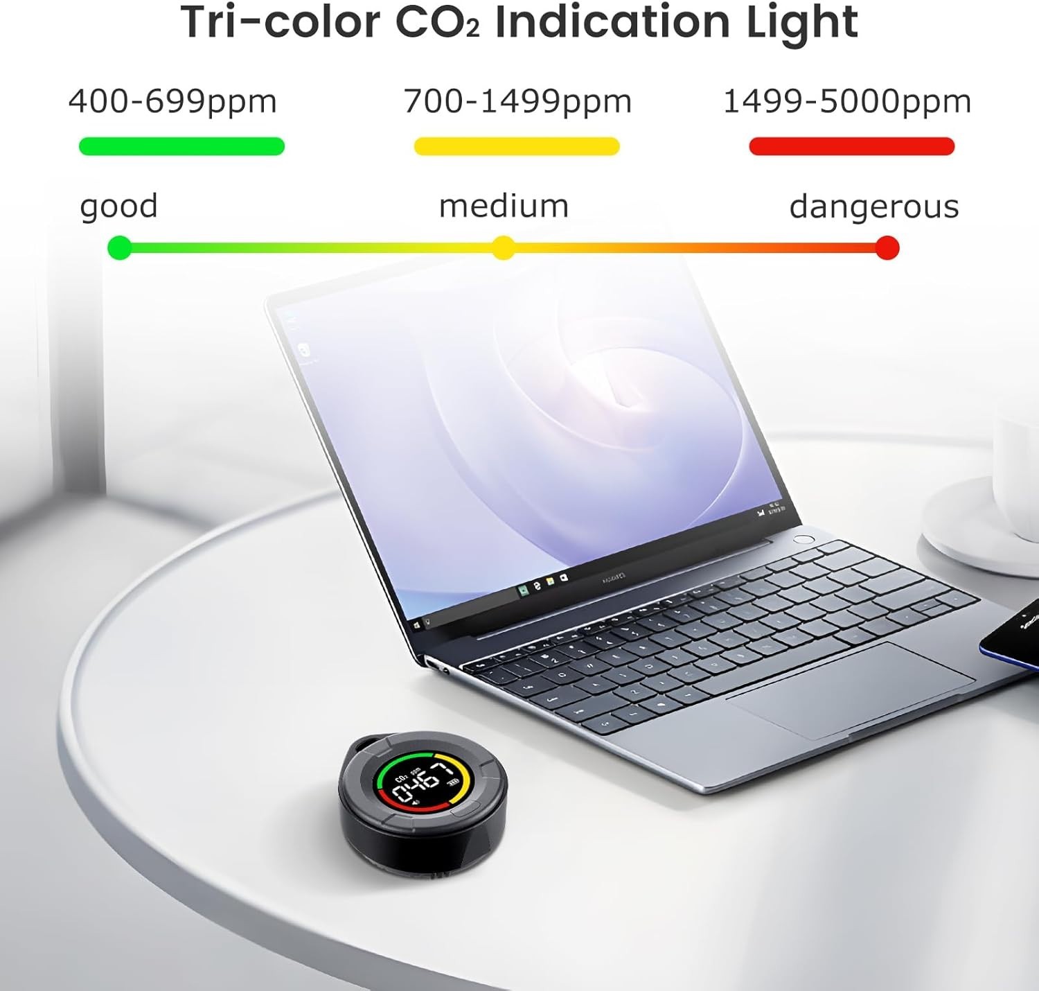 Portable CO2 Detector Mini Indoor air Monitor Home NDIR Sensor With Full Color
