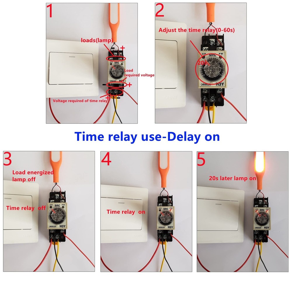 AC 110V Delay Timer Time Relay H3Y-2 0-60S Second & Base Socket DPDT (AC 110V)