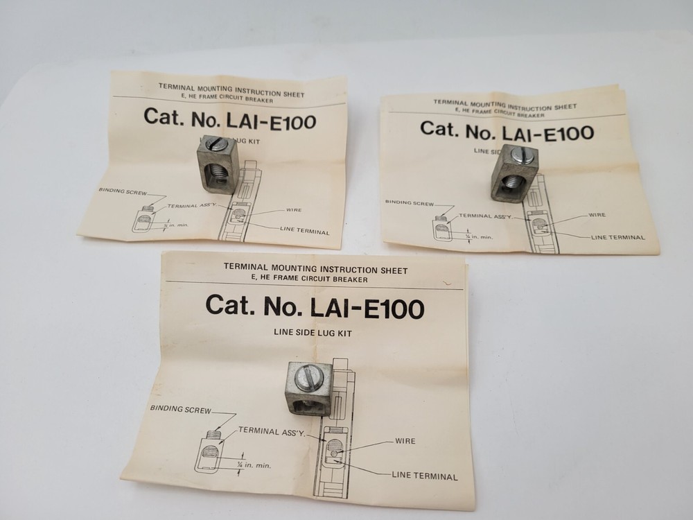 3PC LAI-E100 Aluminum Lug Kit Screw Terminal for E & HE Frame Circuit Breakers