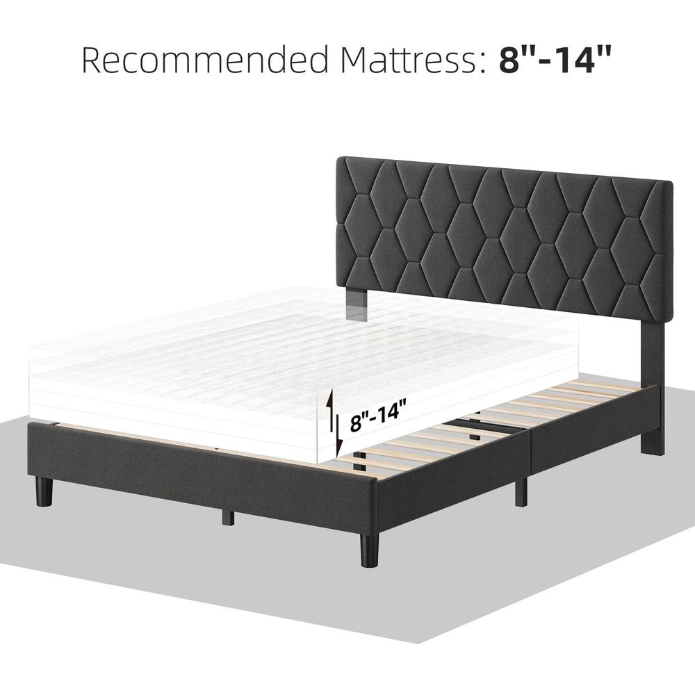 King/Queen/Full Size Bed Frame ,Modern Upholstered Headboard Platform Bed Frame