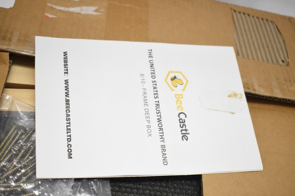 Honey Keeper Beehive 10 Frame Kit Super Box 10 Deep Frames w/ Foundations