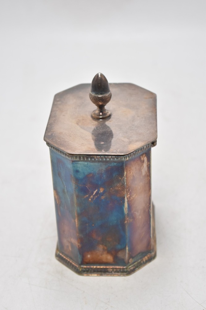 Antique Mappin & Webb Silver Plated Octagonal Tea Caddy