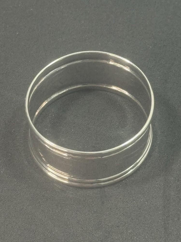 Oval Hammered Napkin Ring Sterling Silver No Monogram