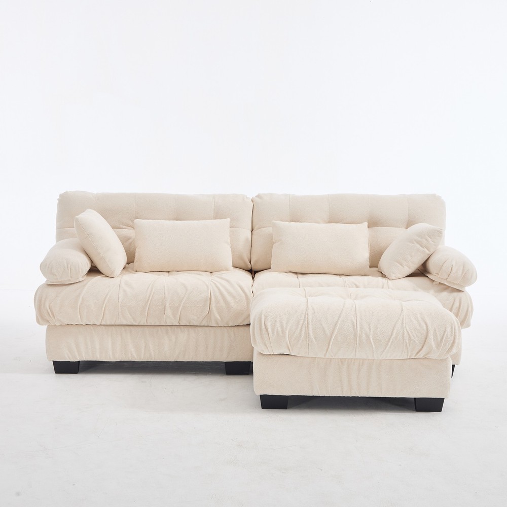 Modular Sectional Sofa Cloud Couch, Deep Seat L Shaped Couch with Ottoman,So