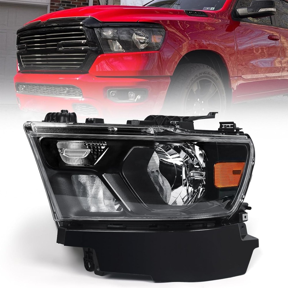 Halogen Headlights Assembly Compatible with Dodge Ram 1500 2019-2022 Replacement