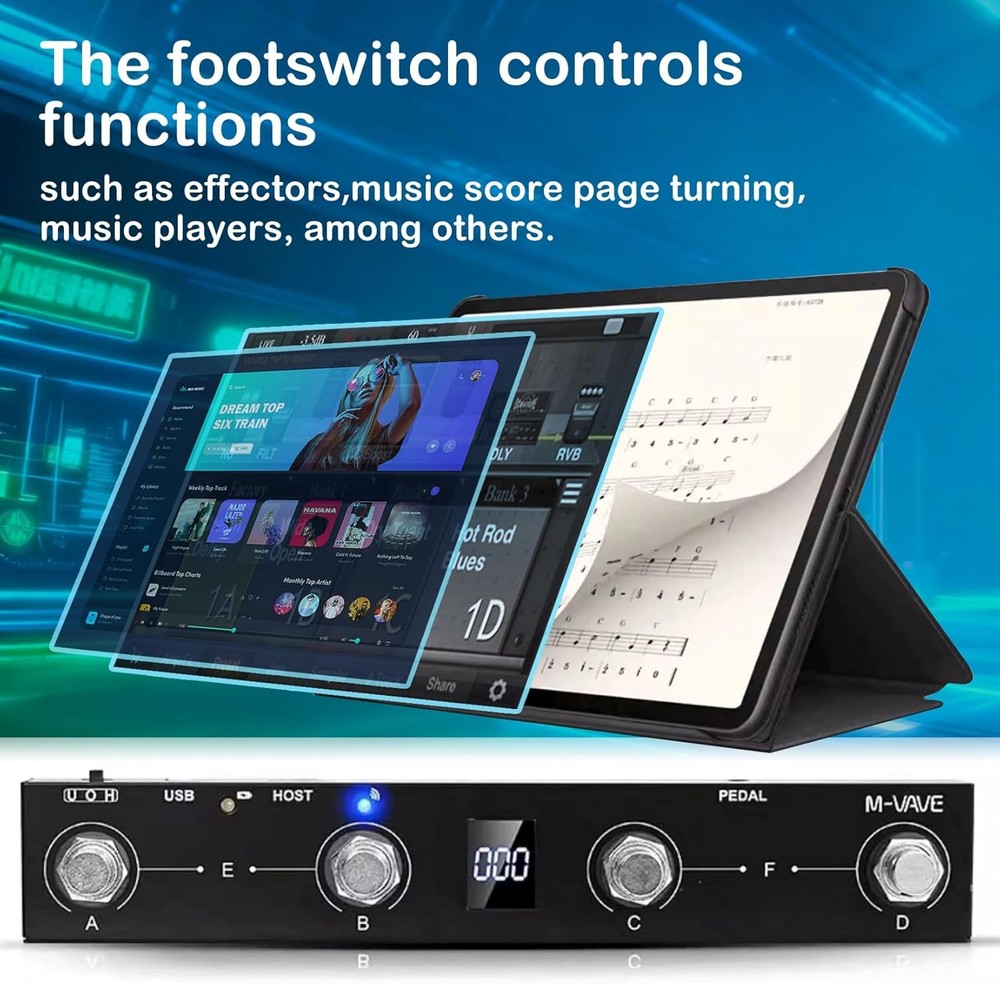 Chocolate Plus Wireless MIDI Foot Controller 4 Buttons BT Rechargeable, APP...