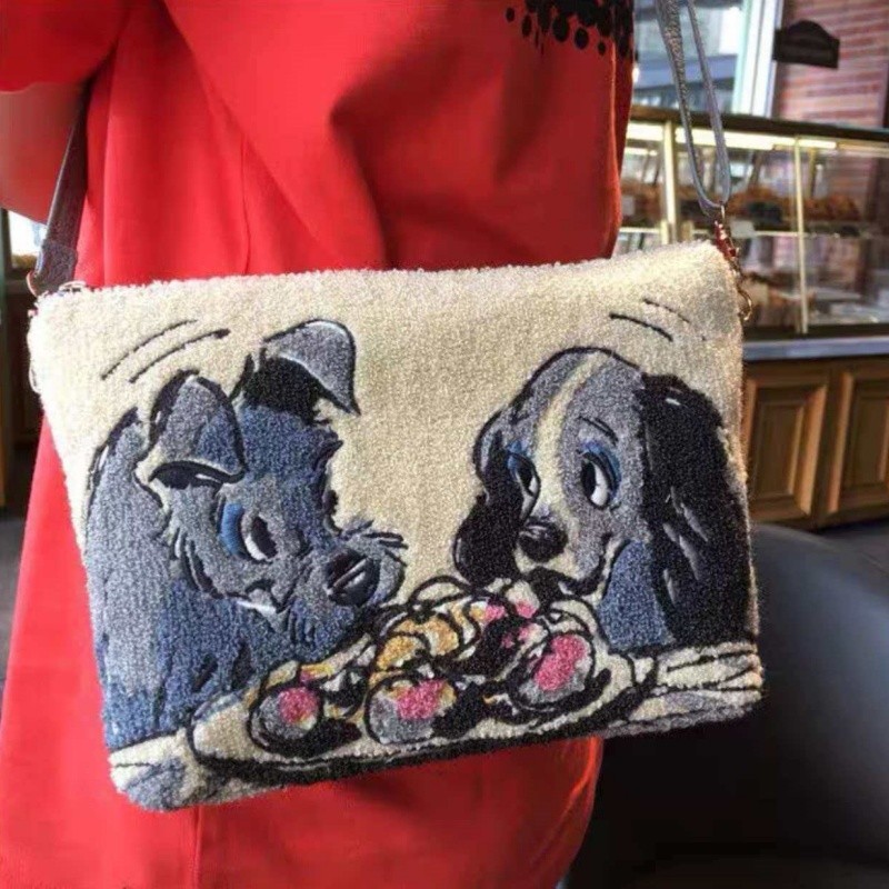 Disney Lady and the Tramp Plush Crossbody Bag Handbag Purse