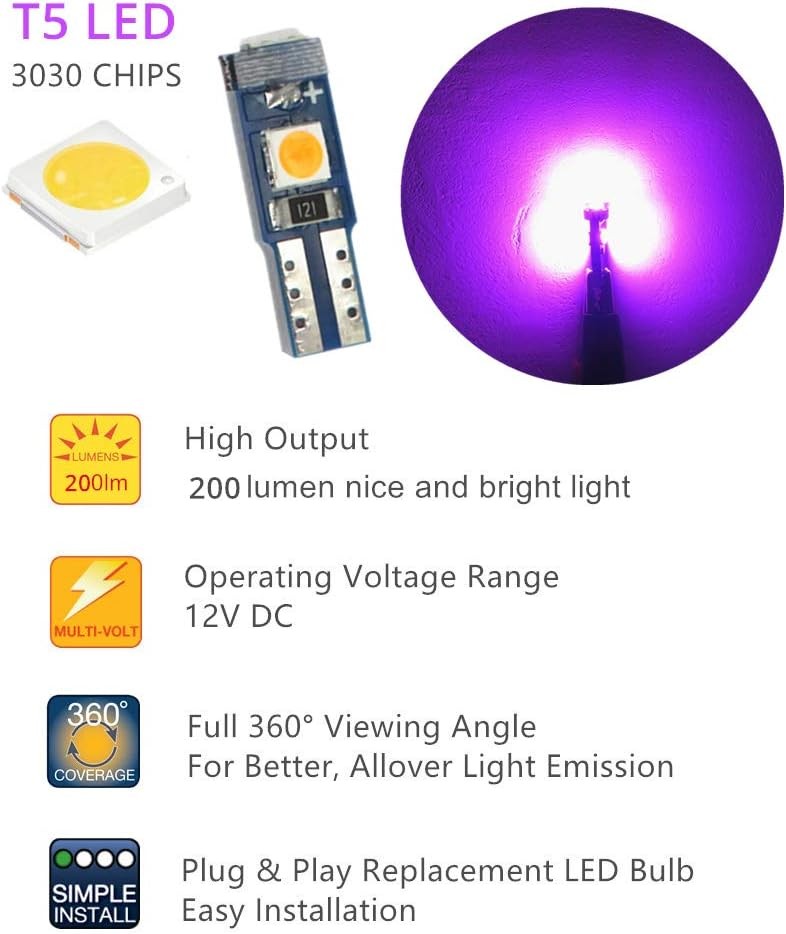 74 LED Bulb Dash Light Extremely Bright Wedge PC74 Twist Socket