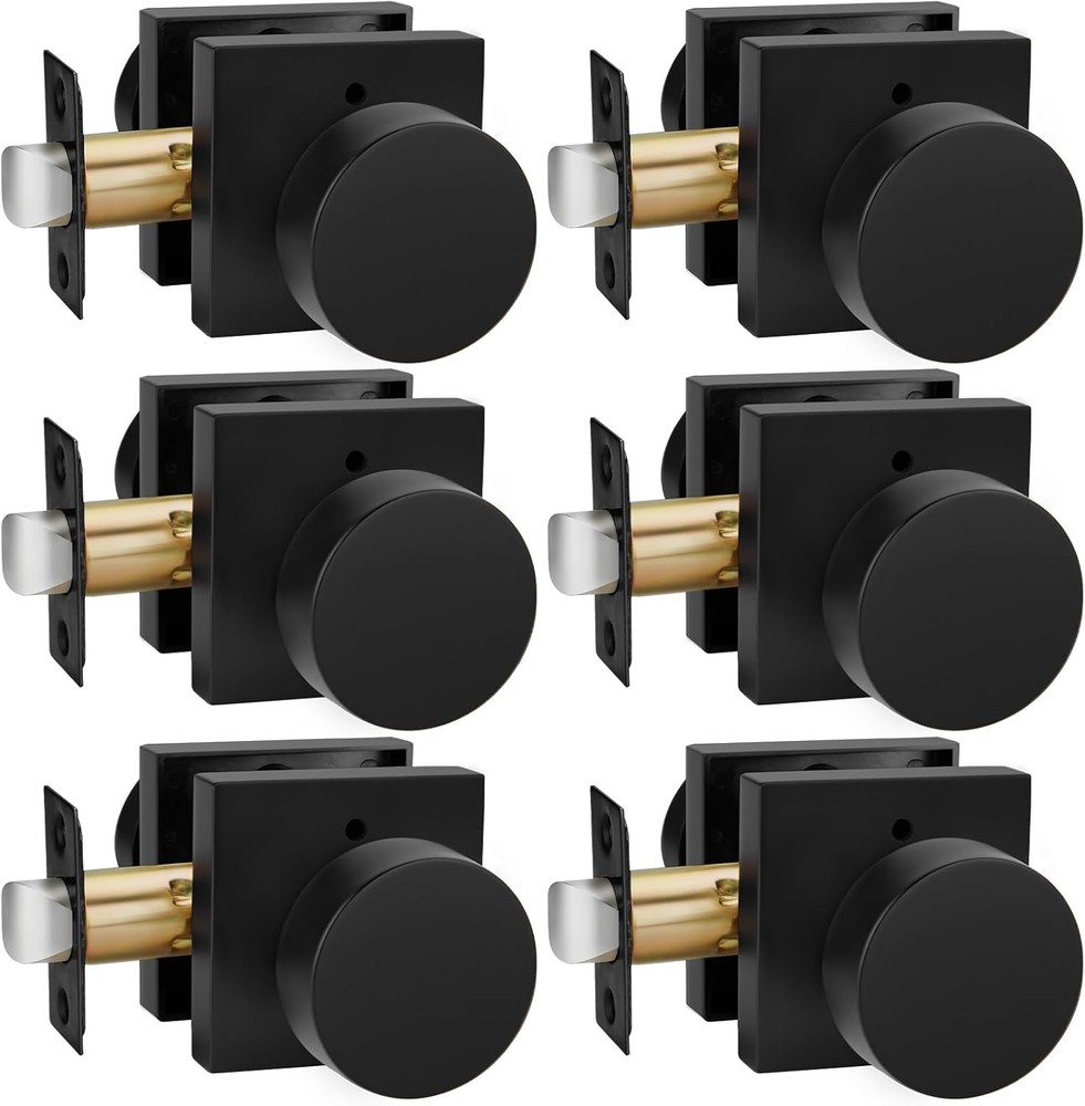 Privacy Black Door Knobs Interior, Zinc-Alloy Heavy Duty Matte Black Door Knobs