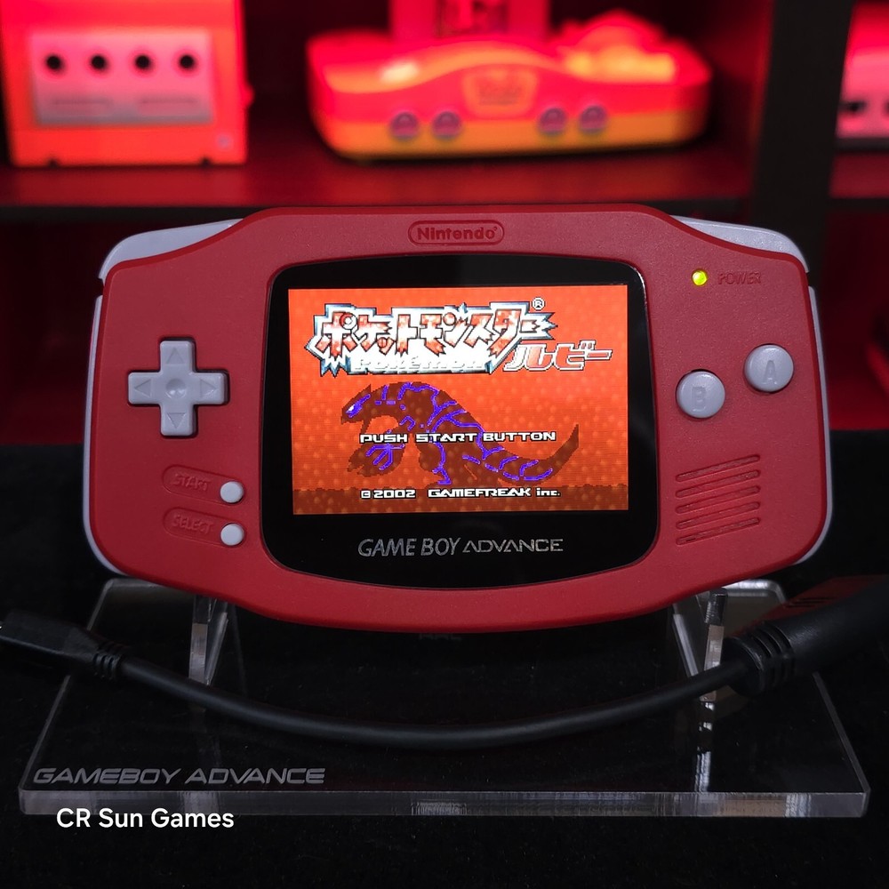 Red Game Boy Advance GBA Console with iPS V5 Backlight Backlit LCD Console