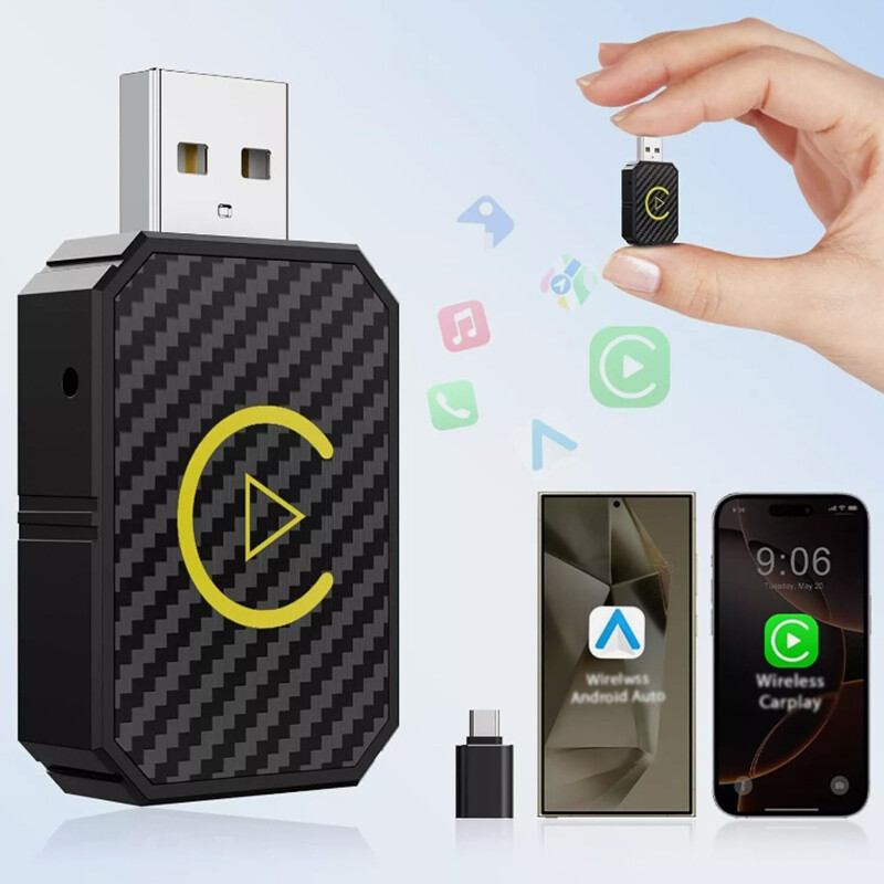 Wireless CarPlay Adapter for Apple iPhone Android USB Adapter Plug & Play
