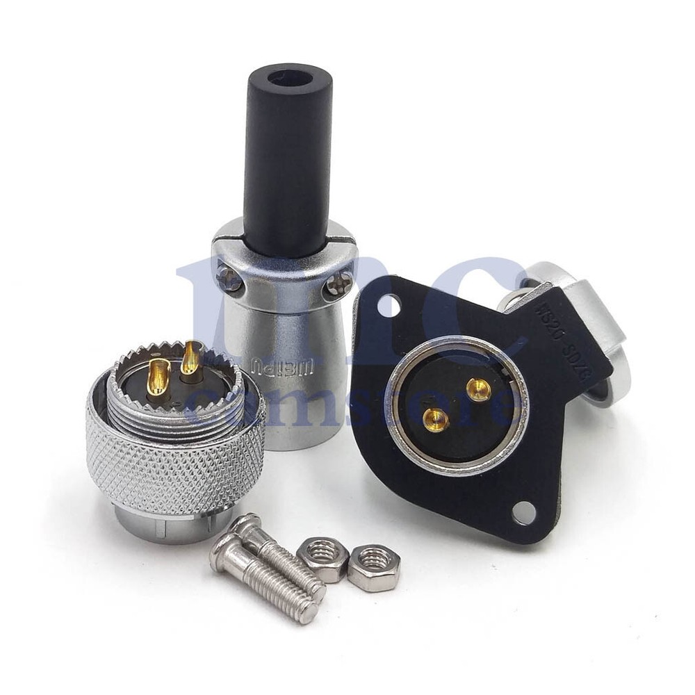 Weipu WS20 25A 2Pin Panel Mount Waterproof Electrical Wire Connector Plug Socket