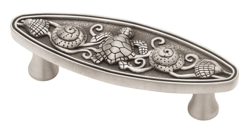 3" SeaSide Cottage Oval Seaside Pull Brushed Satin Pewter