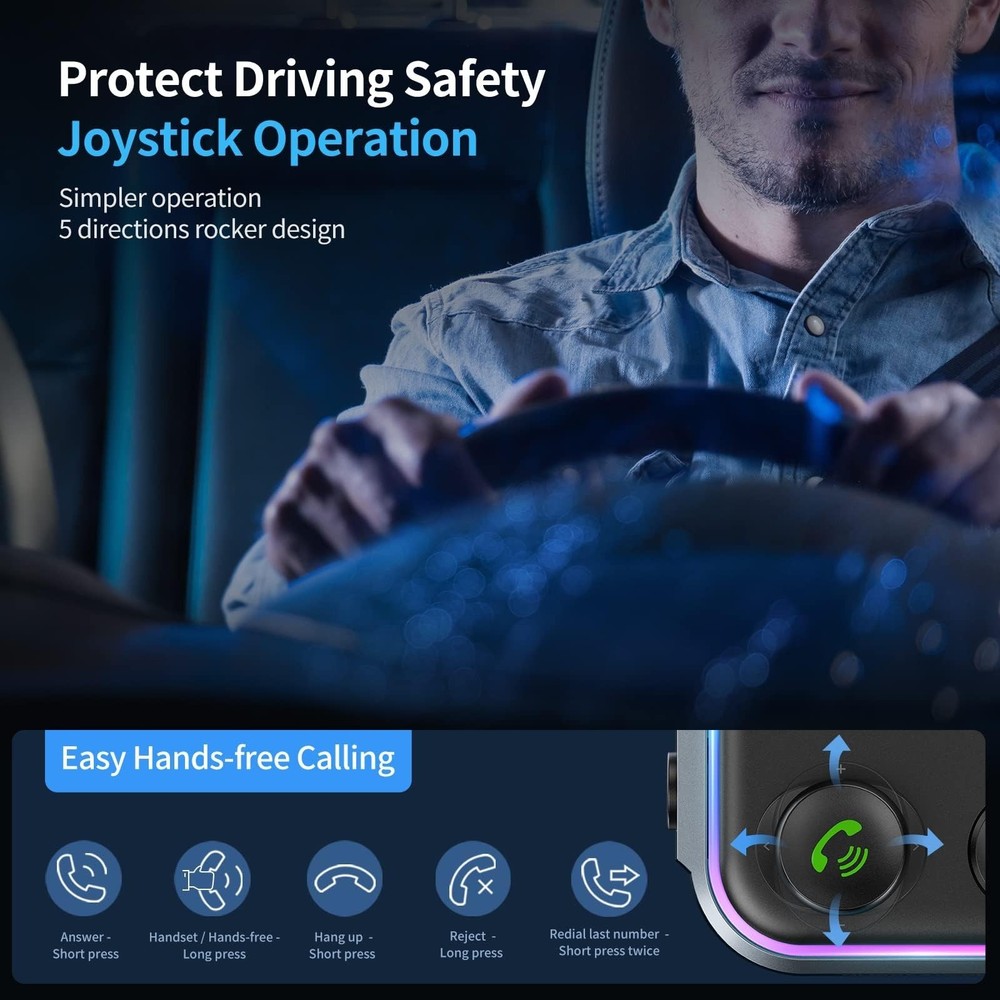 UNBREAKcable Bluetooth FM Transmitter for Car, PD 38W Fast Charging, Wireless...