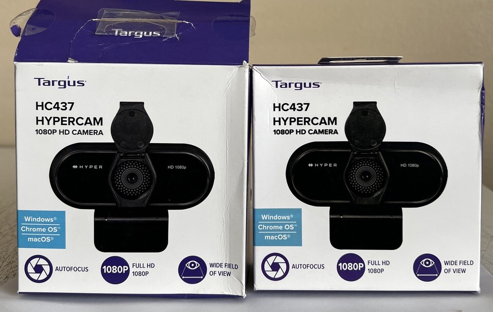 2 Pack Targus Webcam Pro 1080P HD Camera for Windows - HC437 New Torn Open Pack