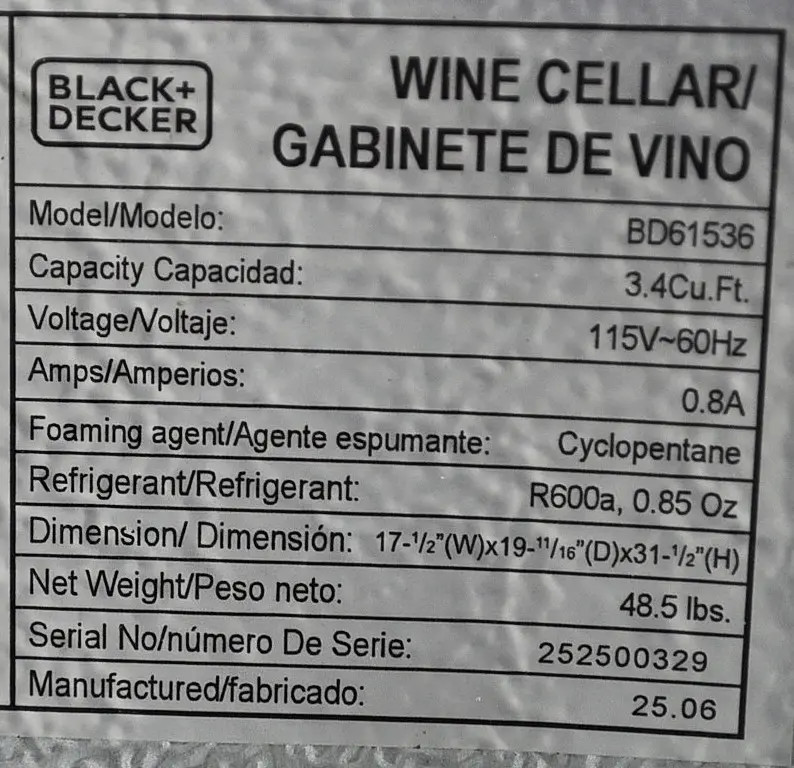 Used Black & Decker BD61536 26-Bottle Countertop Wine Merchandiser
