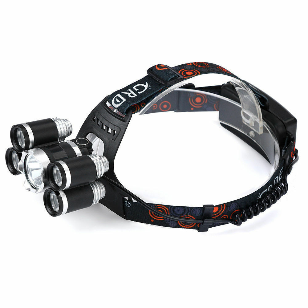 LED Headlamp 5 Head 18650 Headlight Flashlight Torch Light