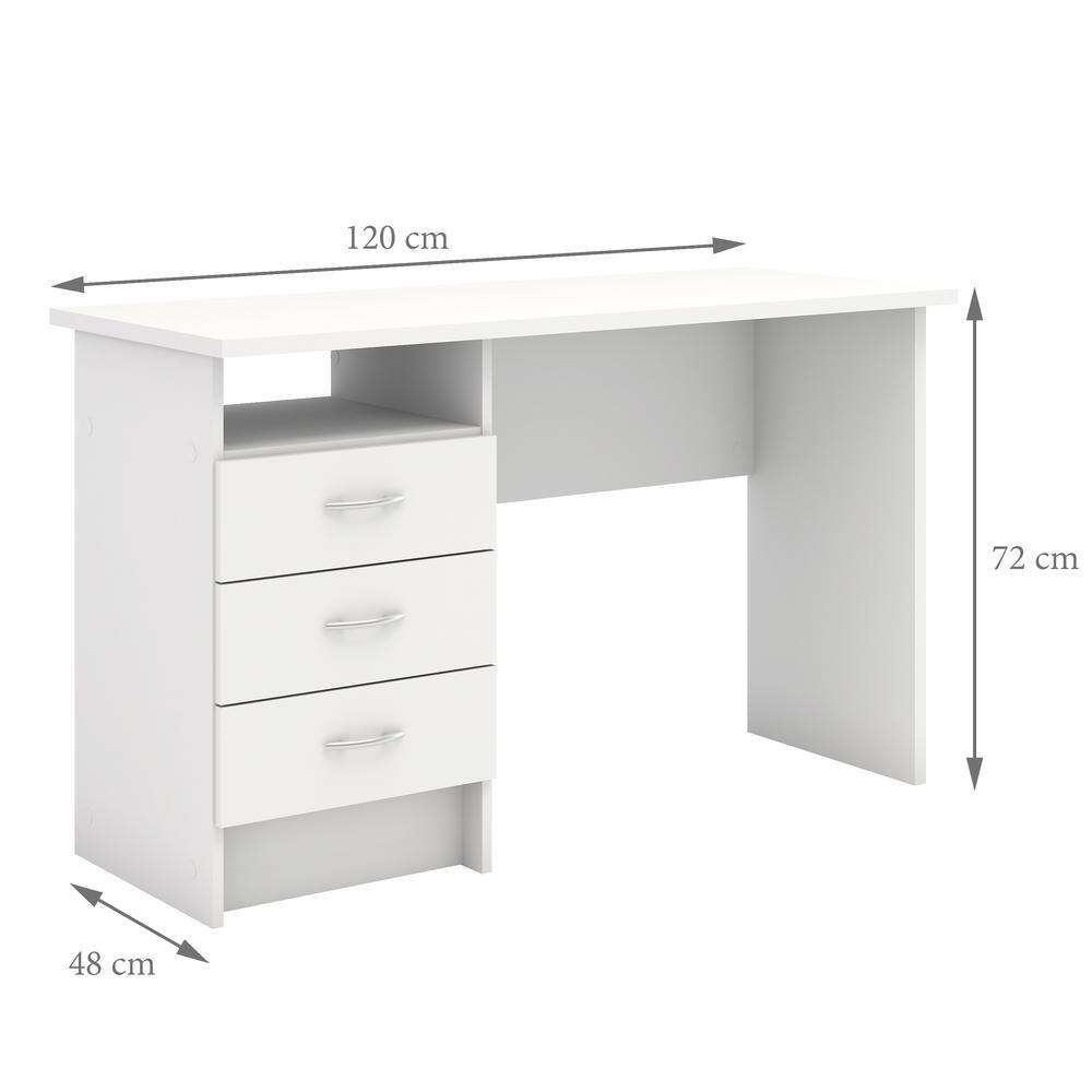 Whitman Desk with 3 Drawers, White