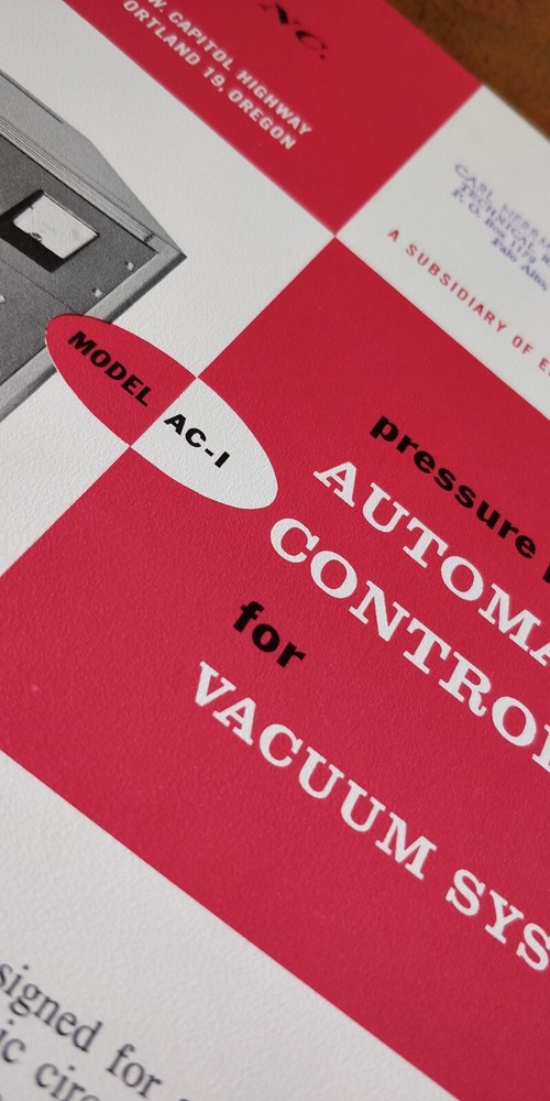 1962 ~ Mikros Inc. ~ Automatic Controller for Vacuum Systems Model AC-1
