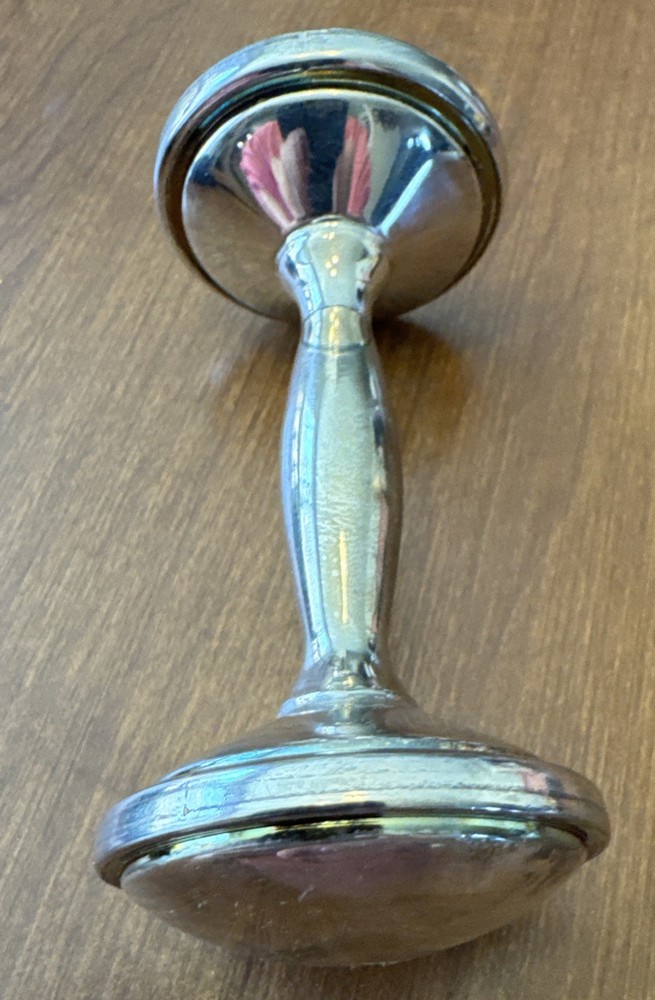Antique VTG 1940s Silverplate Baby Rattle Keepsake Collectible Baby Shower