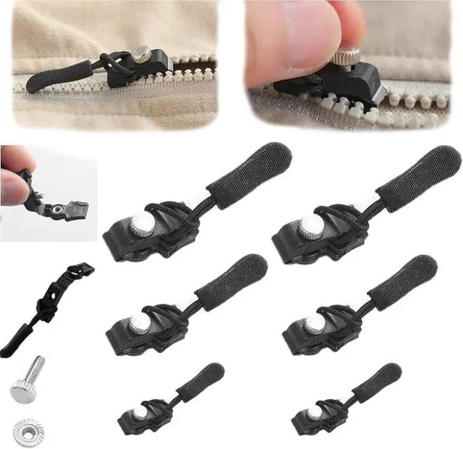 6-Pack(2*Large, 2*Medium, 2*Small) Universal Zipper RepairTool Adjustable zipper