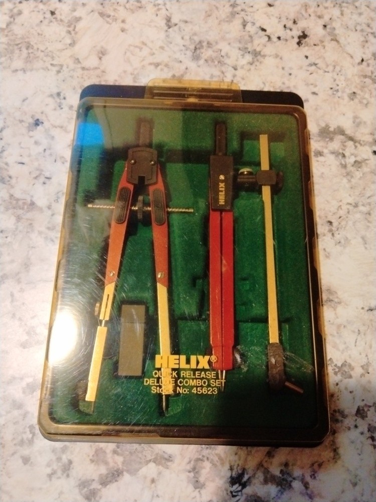 Vintage Helix Stock No. 45623 Drafting Compass Quick Release Combo Set Germany