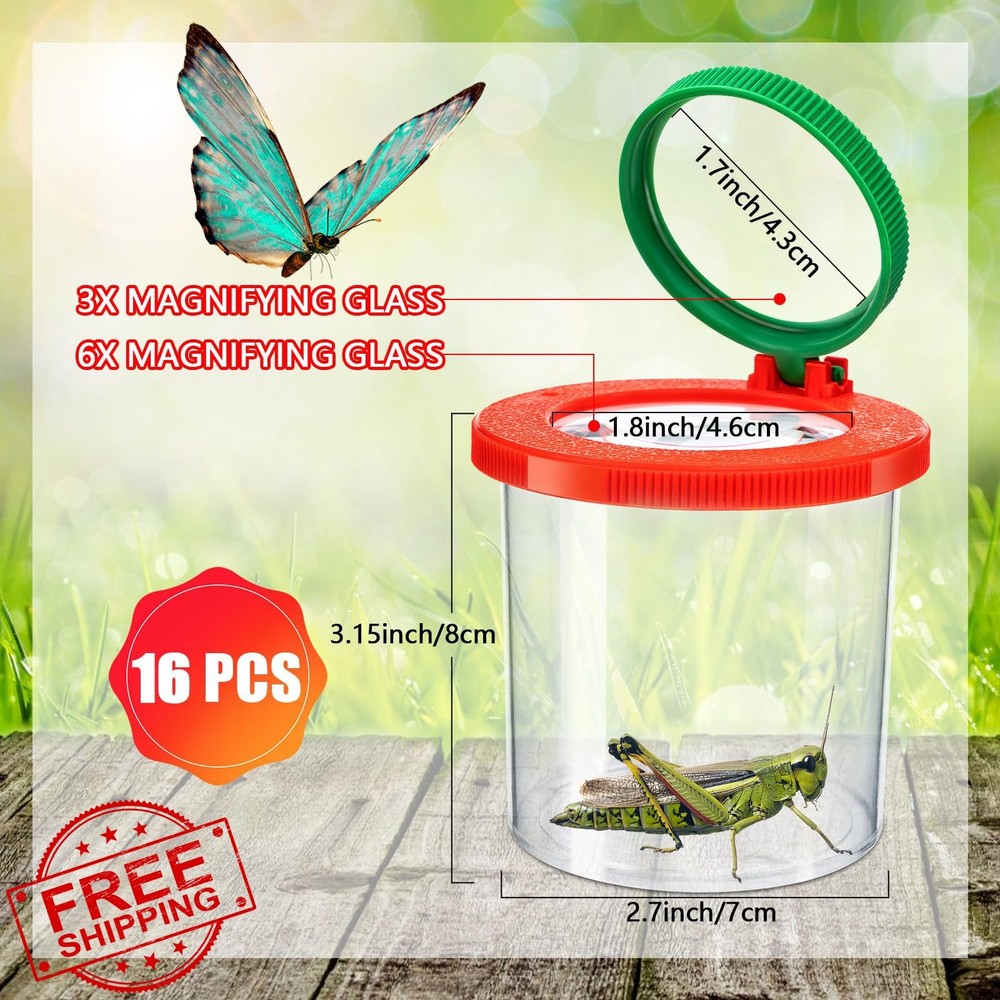 Insect Viewer Bug Catcher Magnifier Container Kit 16PCS