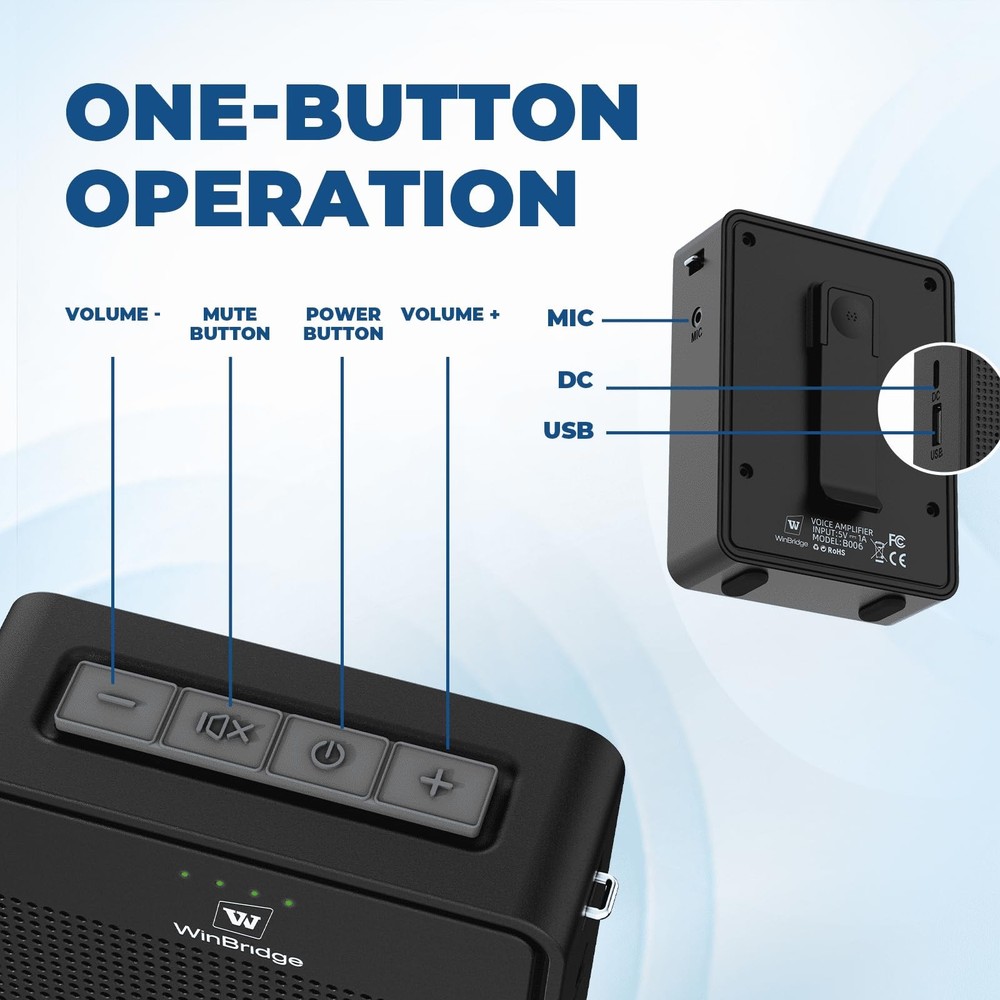 Wireless Voice Amplifier with Bluetooth Lavalier Microphone, Professional Noi...
