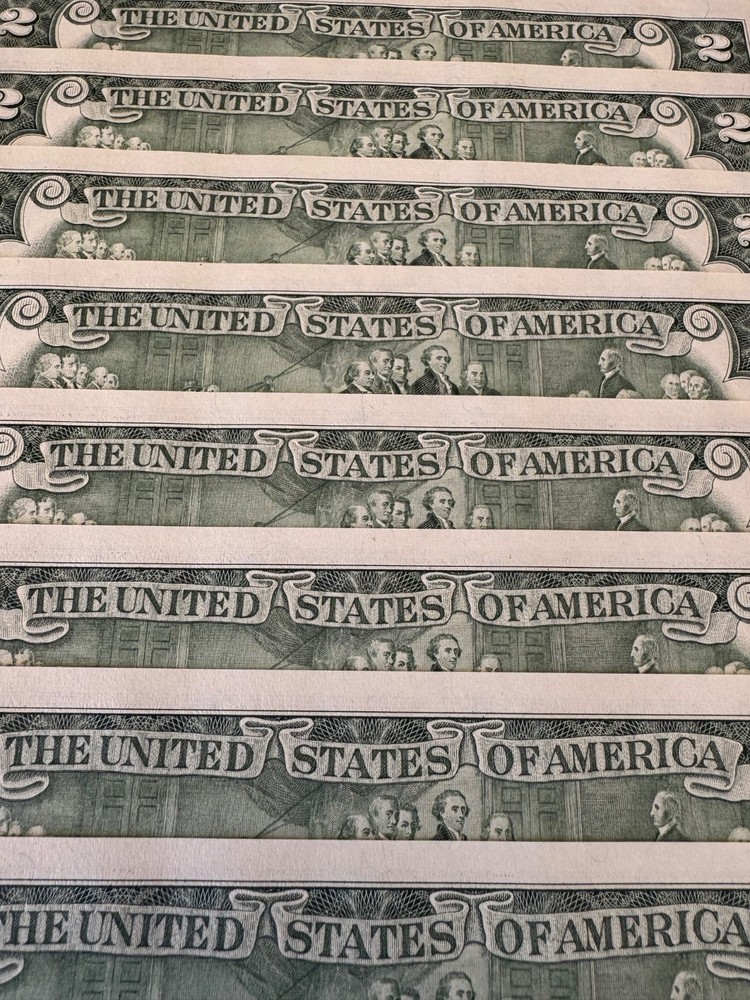 $2 Sequential Bills 5-Pack • UNC • Mint CRISP Notes - $10 Bundle