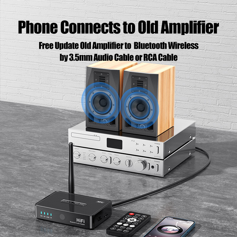 40M/130FT Bluetooth NFC Audio Adapter Receiver 3.5MM/RCA/MMC/6.5MM Home Stereo