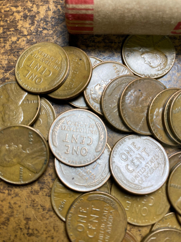 1952 LINCOLN WHEAT CENT PENNY ROLL, nice condition