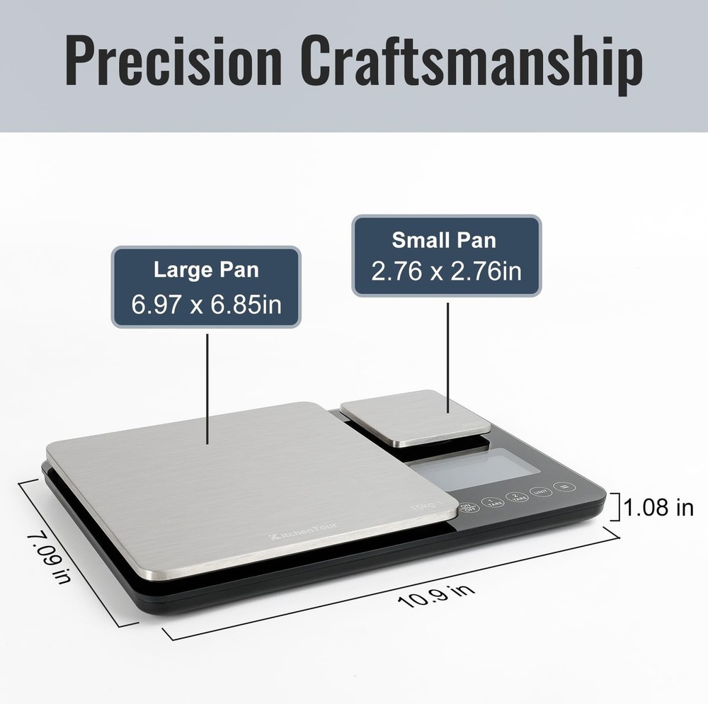 KitchenTour Dual Platform Digital Kitchen Scale with Total Weight Function - ...