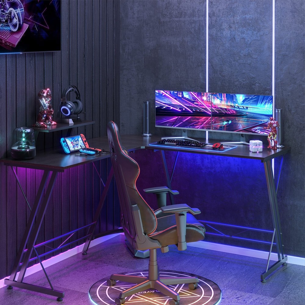 Somdot L Shaped Desk Corner Gaming and Computer Desk for Multiple Screens & M...
