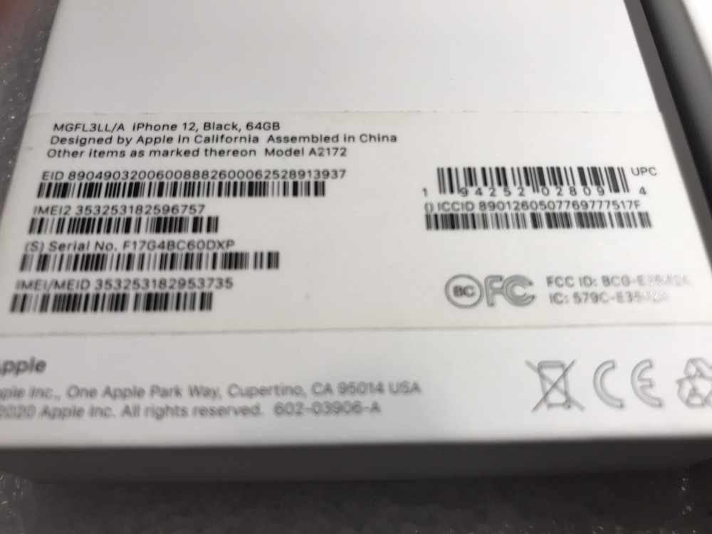 2 Empty Apple iPhone 12 Boxes 64GB Black - 1 iPhone 3 empty box EUC