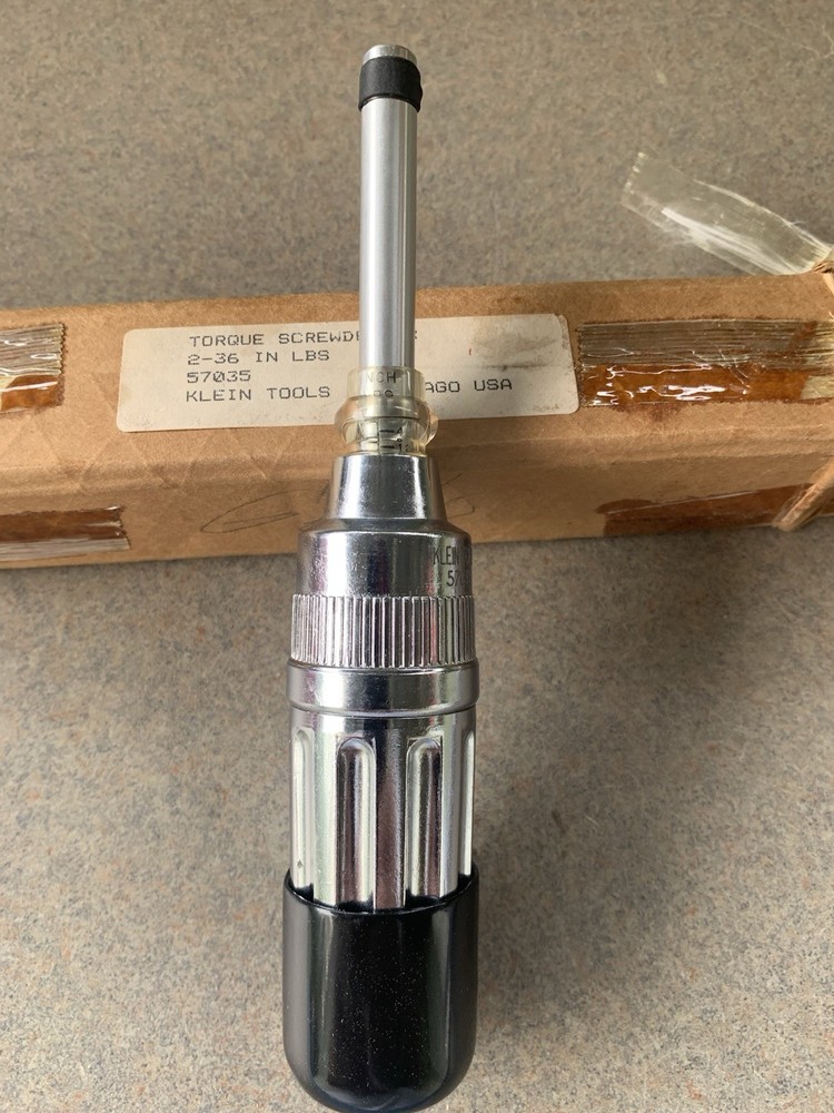 Klein 57035 Torque Screwdriver w Bits Adjustable 1/4” Hex USA Tool