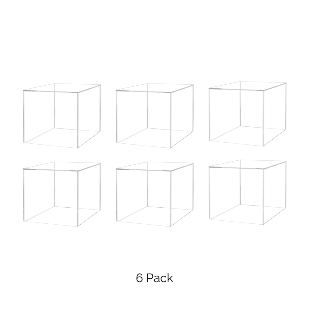8" Acrylic Display Riser Box Clear Square Lucite Product Platform or Bin Qty 6