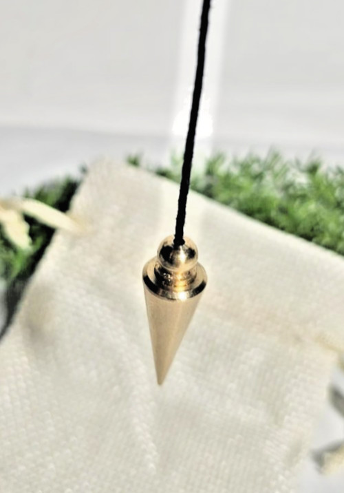 Cone Shaped Dowsing Biolocation Pendulum Brass Gold Toned Gift With A Thread