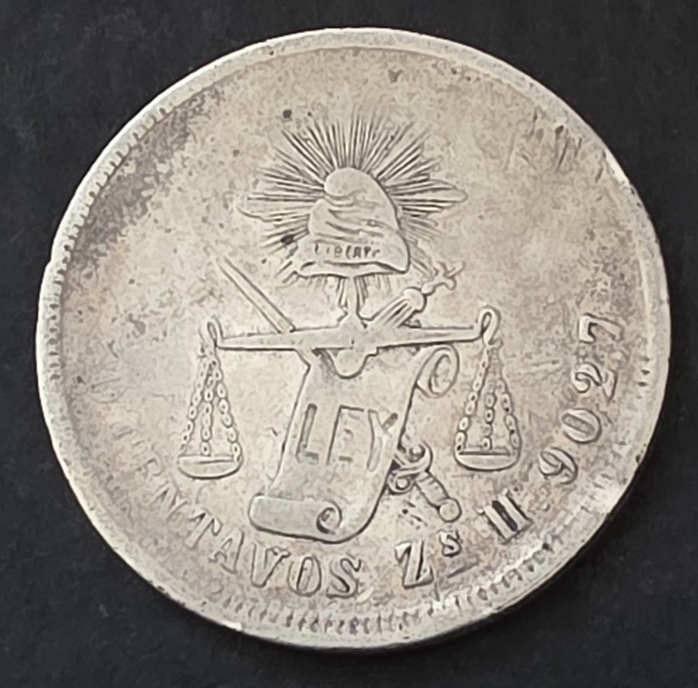 •1871•MEXICO•50 CENTAVOS•SILVER COIN•