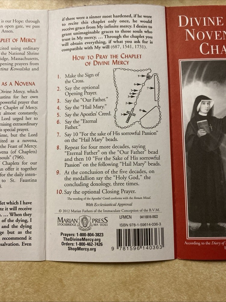Divine Mercy Novena And Chaplet Rosary Companion Prayer Booklet Pamphlet