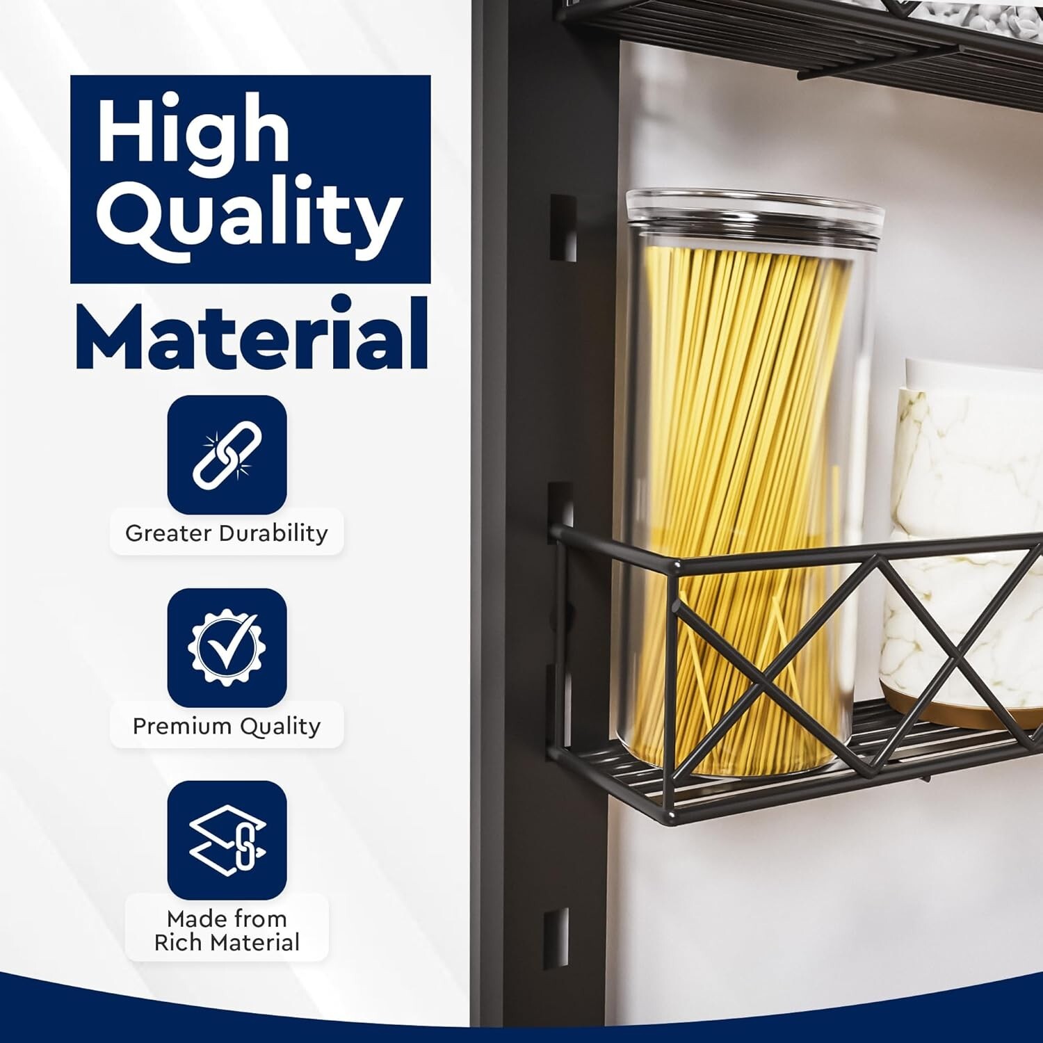 8-Tier Pantry Door Organizer, Spice Rack with Adjustable Baskets