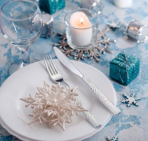 360pcs Silver Plastic Cutlery,Elegant Plastic 360pcs Plastic Sliver Silverware