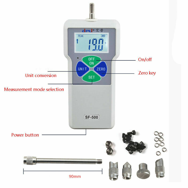 High Precision 2-500N LCD Digital Dynamometer Push Pull Force Gauge Tester Meter